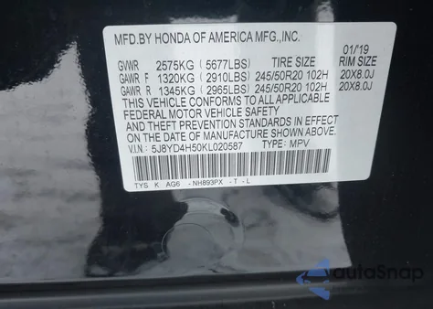 2019 Acura Mdx Tech Pkg из США, поврежденный, VIN 5J8YD4H50KL020587